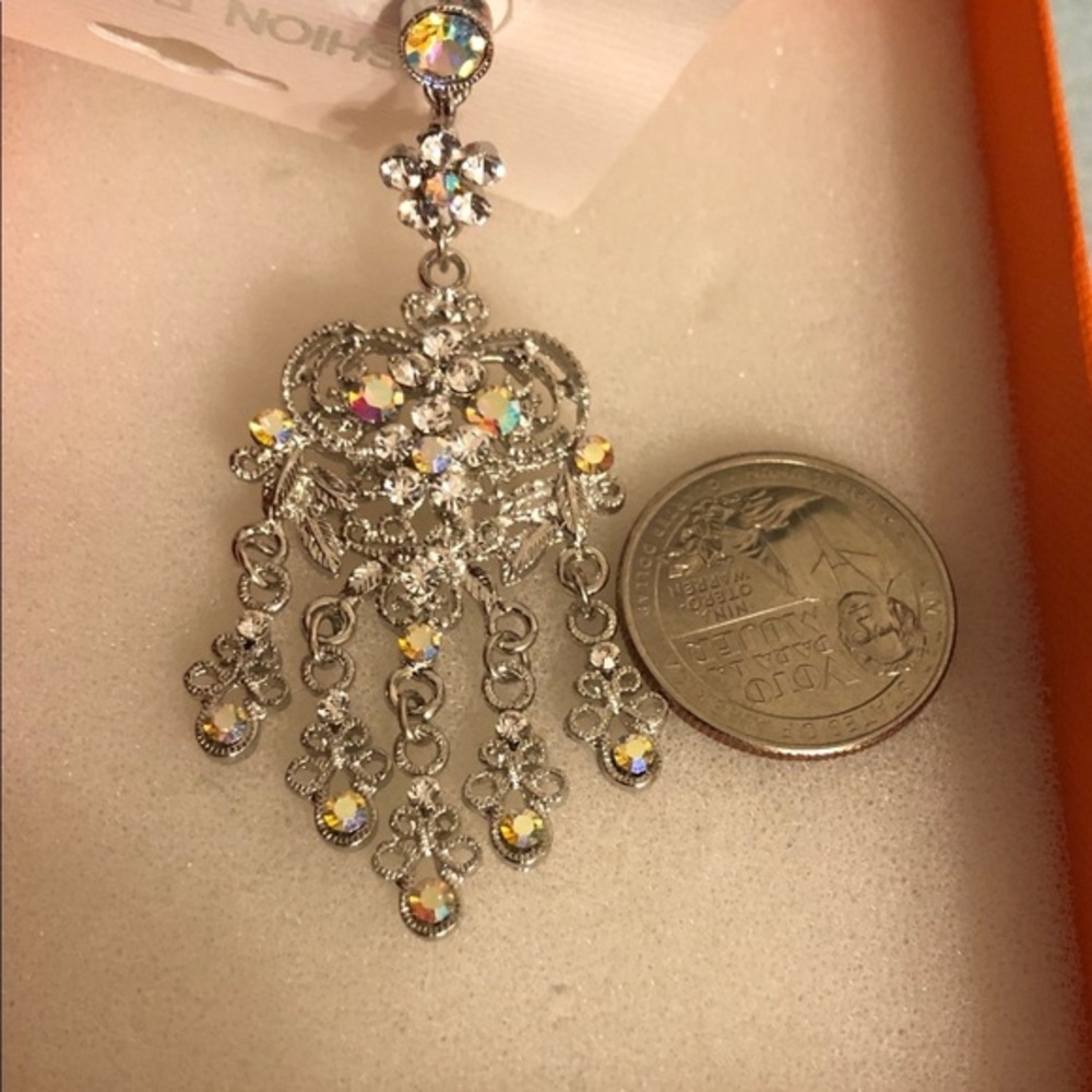 Elegant Silver with Rhinestones Aesthetic Chandelier Women’s Earrings